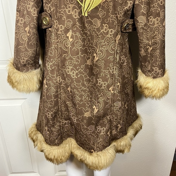 Baby Phat Vintage Coat Jacket Brown Fur Womens Mob Wife Penny Lane Y2K - Picture 13 of 16